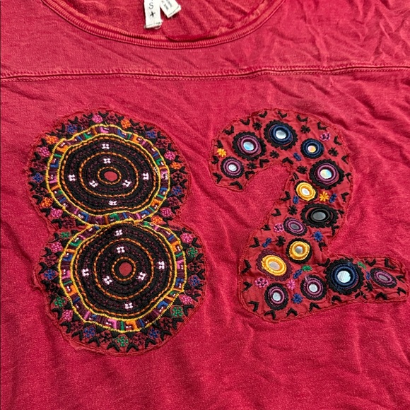 Free People Red Embroidered Crop Top - Picture 3 of 5